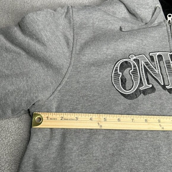 O'Neill Hoodie Mens Extra Large Y2K Gray Sherpa Lined Zip Up Jacket Spell Out - Picture 10 of 15